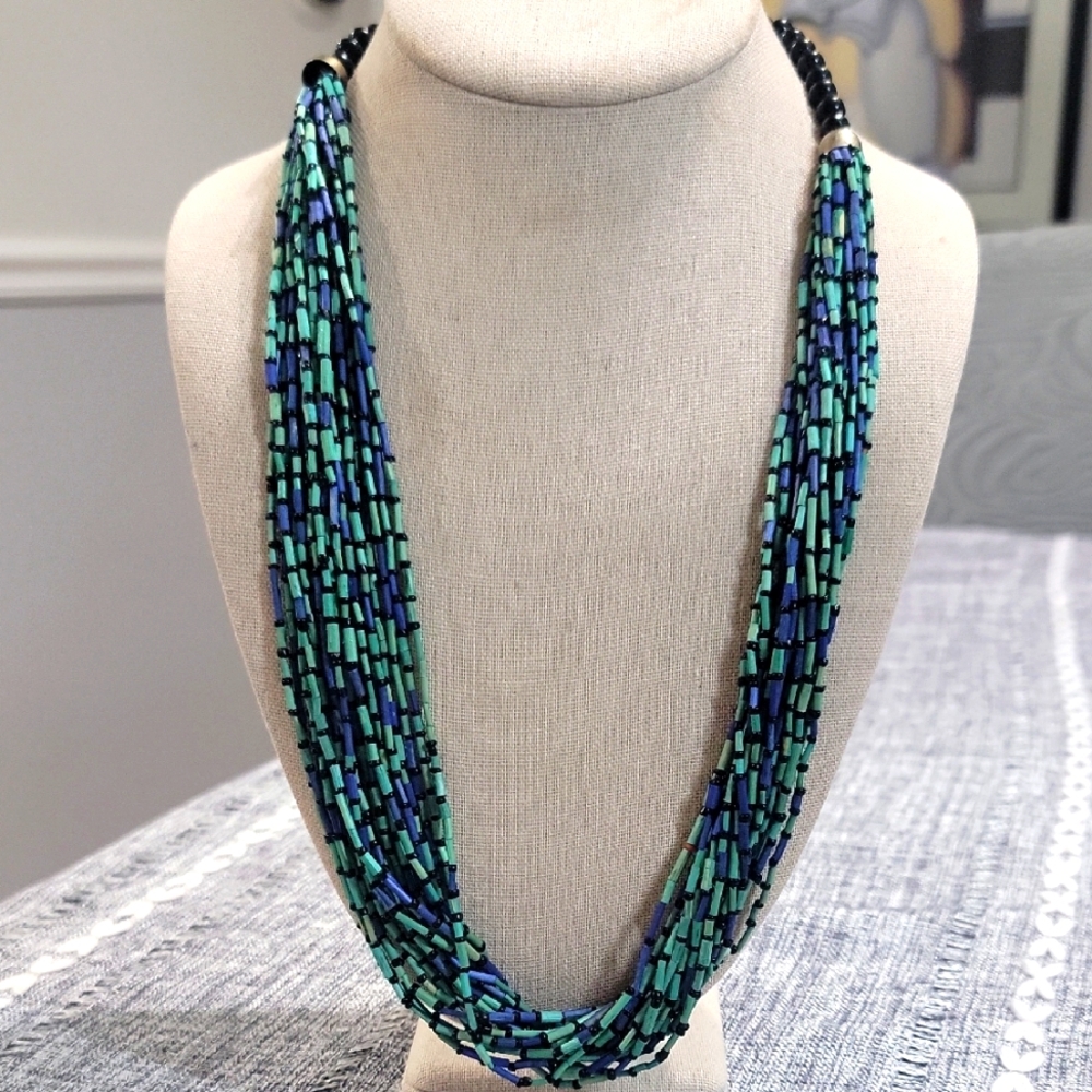Boho Multi-strand Elegant Multicolor Beaded Necklace 26"